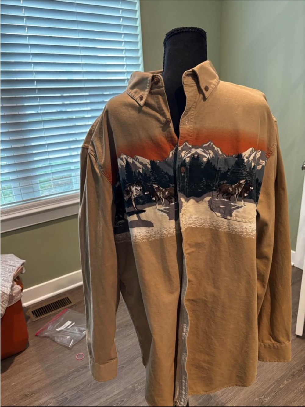 croft & barrow Tan Scenic Print Button-Down Shirt Jacket